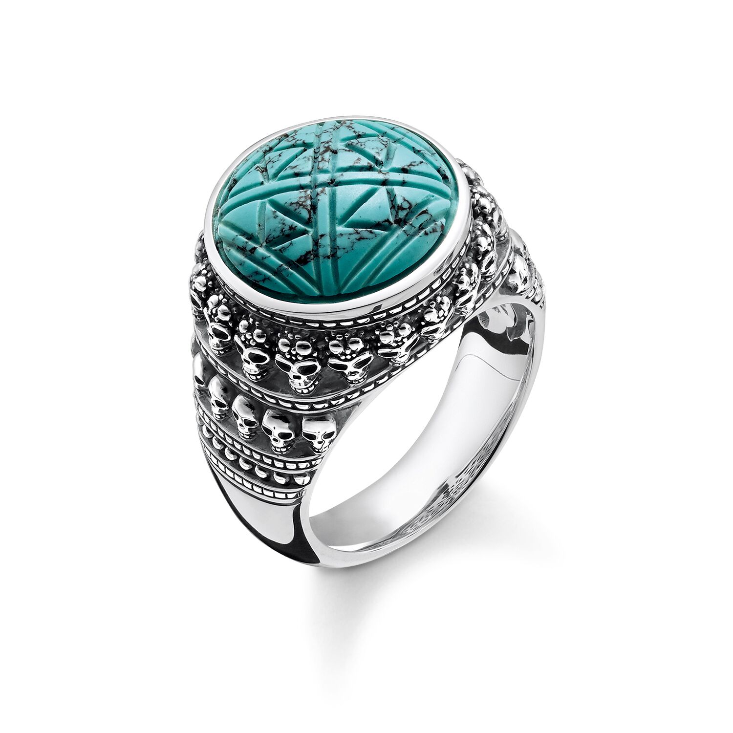 Velkoobchodní zakázkové stříbrné šperky Graphic OEM/ODM Jewelry pečetní prsten s lebkami
