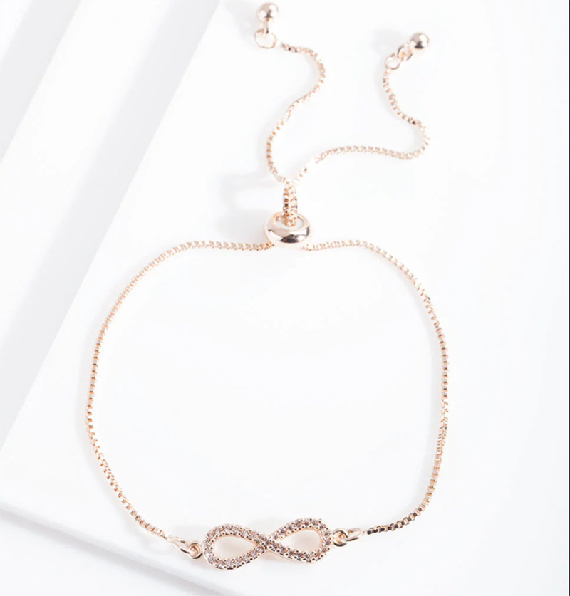 Joyería de plata personalizada Pulsera de diamantes infinitos de oro rosa