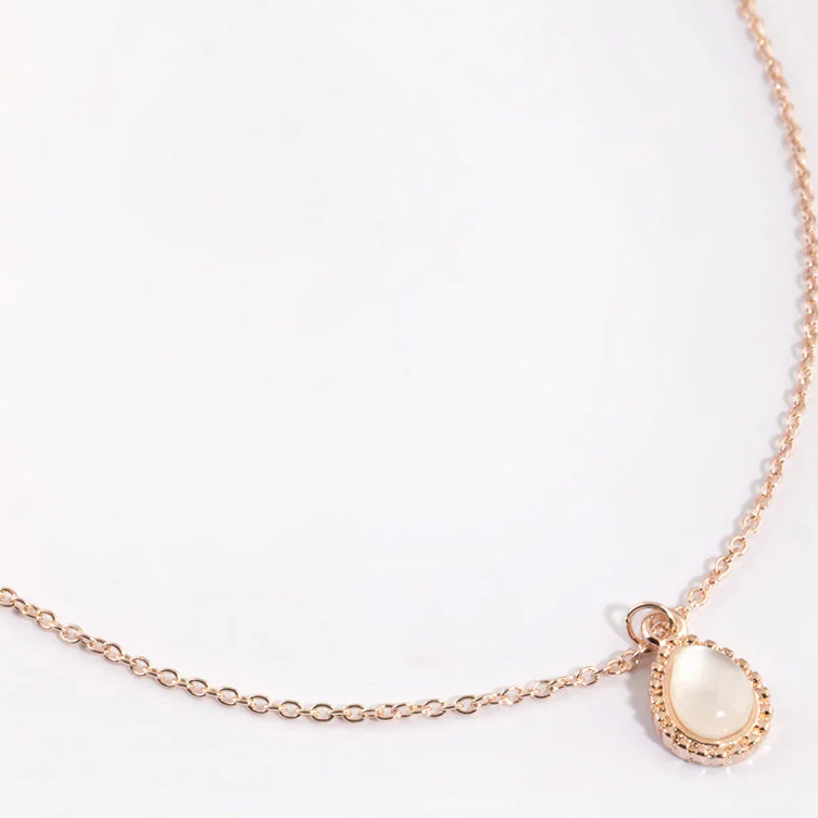 zakázkový výrobce náhrdelníku Rose Gold Teardrop z nerezové oceli
