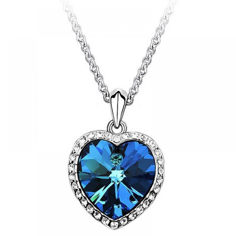 Custom Wholesale Blue Sapphire Customized Necklace | Rhodium Plated Necklace Manufacturing | Jewelries Wholesale Ladies Fancy Necklace