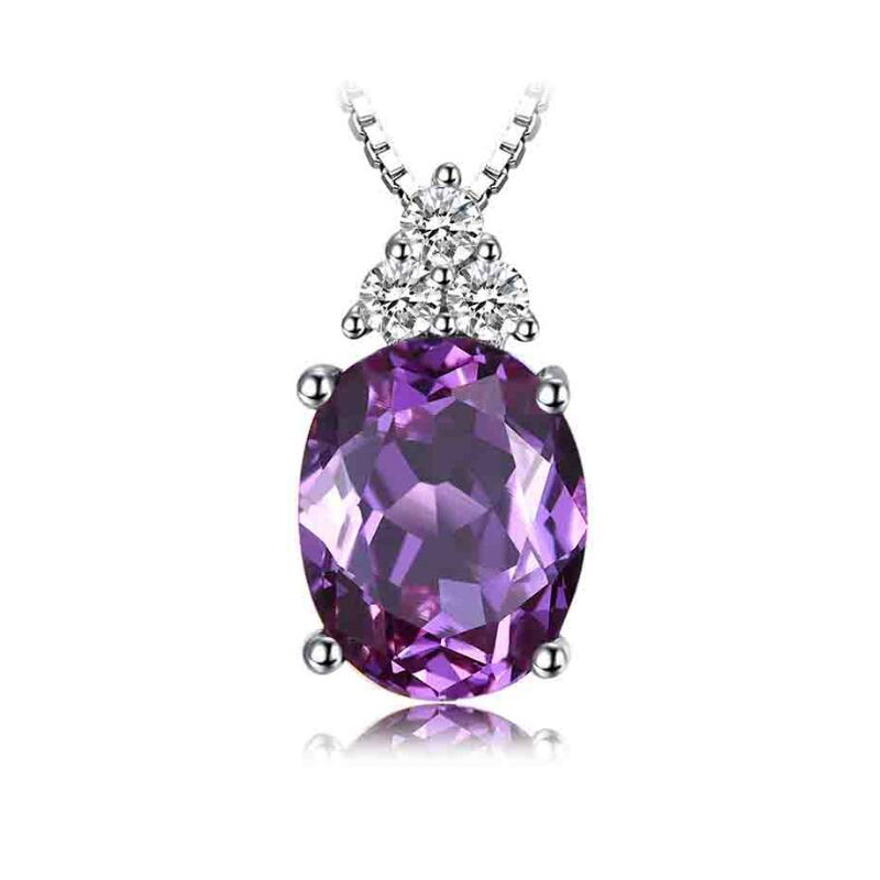Alexandrite Customized Necklace | Wholesale Rhodium Plated Necklace Manufacturing | Jewelries Wholesale Ladies Fancy Necklace