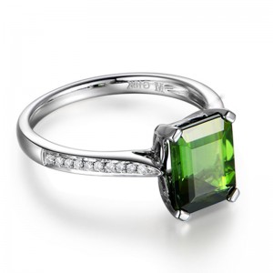 Design de anel de pedra de turmalina verde personalizado |Atacado Jóias De Prata 925 |Atacado de joias femininas