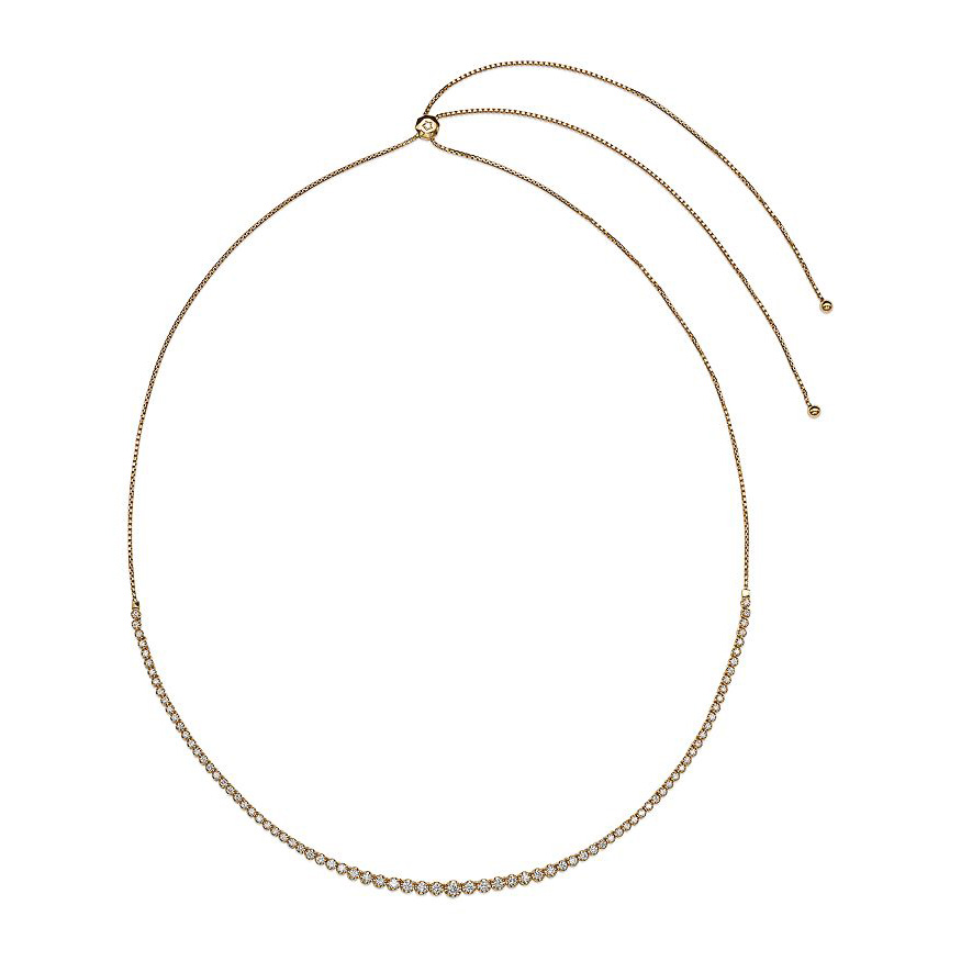 custom wholesale jewelry suppliers CZ Graduated Bolo Necklace in 14K Yellow Gold Filled