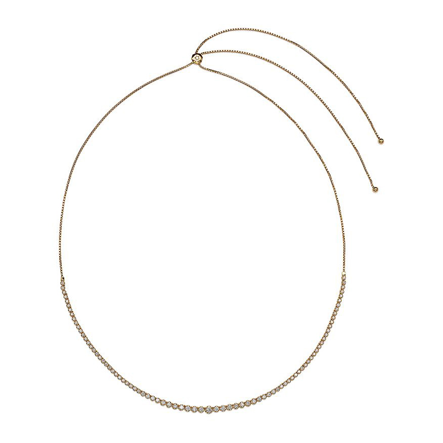 brugerdefinerede engros smykker leverandører CZ Graduated Bolo Necklace in 14K Yellow Gold Filled