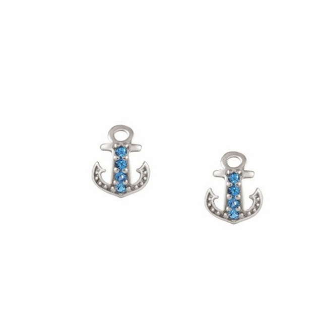 custom wholesale jewelry suppliers for Earrings with nautical symbol in silver and cubic zirconia