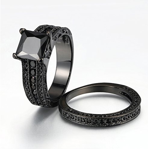 Vlastní velkoobchodní černý spinel Černý rhodium zasazený stohovatelný prsten |Výroba stříbrných šperků 925 |Výroba prstenů 925