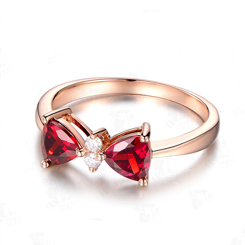 Cincin Garnet Busur Grosir Kustom |Desain Perhiasan Perak Sterling |Grosir Pembuatan Perhiasan Berlapis Emas 18k
