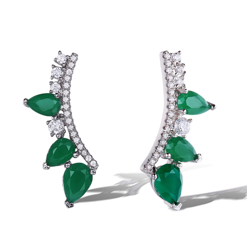 Saincheaptha Mórdhíol 925 Silver Earrings Dearadh |Emerald Gearr CZ Jewelry Chustaim |Mórdhíol Jewelry na mBan