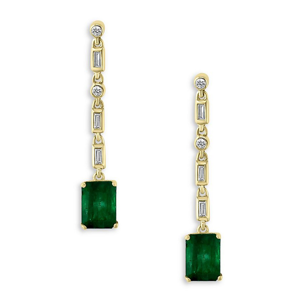 Fournisseur de bijoux de boucles d'oreilles en argent personnalisé, boucles d'oreilles pendantes CZ en or jaune 14 carats, vente en gros