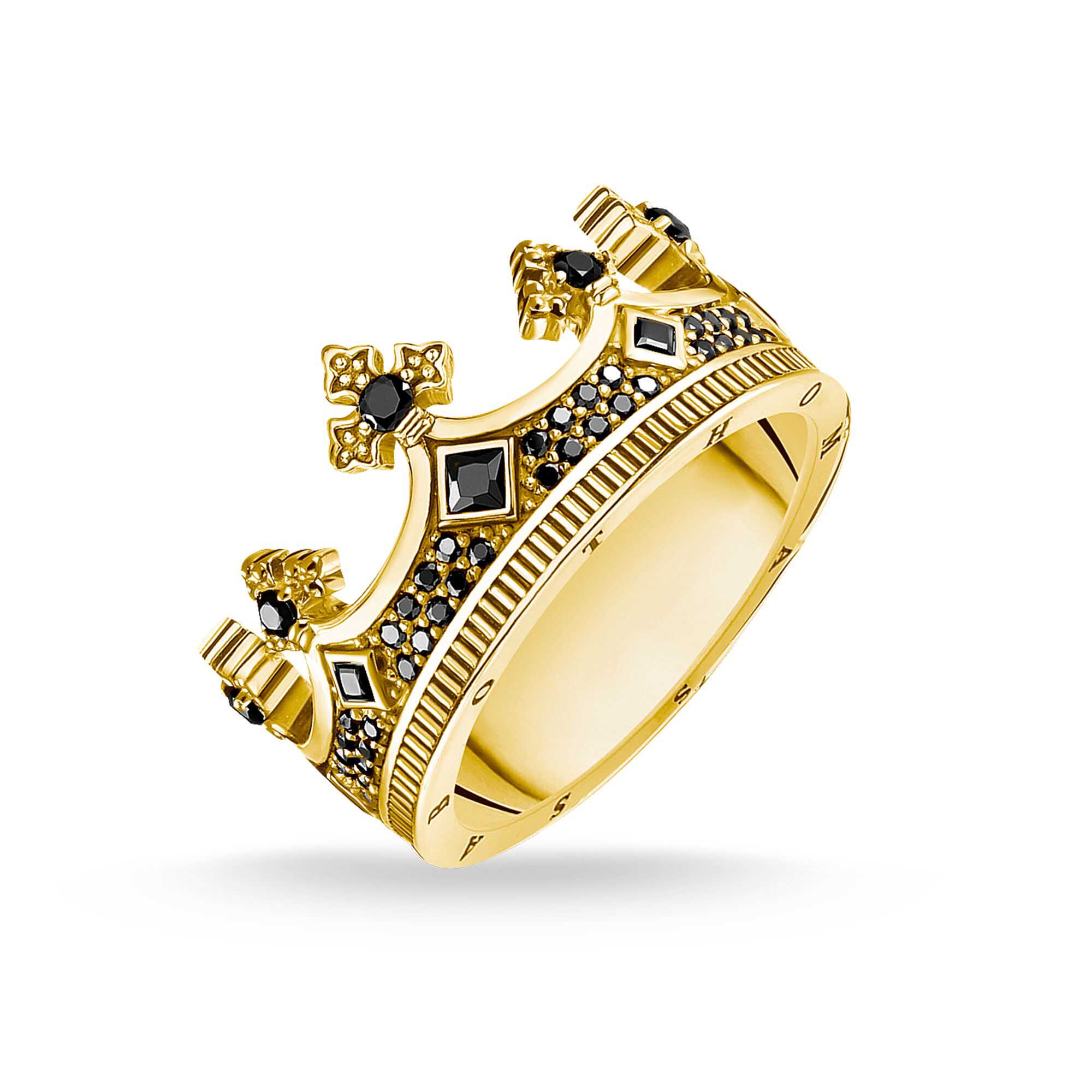 Bague couronne personnalisée en gros avec bijoux OEM/ODM en zircone et fabricant de bijoux plaqué or jaune