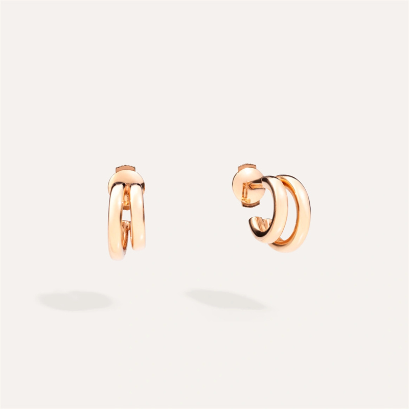 Brincos de atacado de joias personalizadas pomellato juntos - ouro rosa duplo 18kt