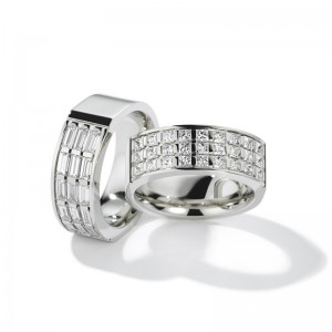 Conjunto de joias de prata com anel banhado a ródio personalizado com seu design