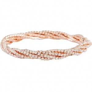 Bracciale twist con catena a tazza in oro rosa personalizzato su misura per il cliente di gioielli vietnamiti in cz 925