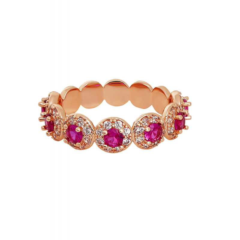 cz bijuterii din argint en-gros personalizat Jon Richard Inel de cocktail Fushia Cubic Zirconia placat cu aur