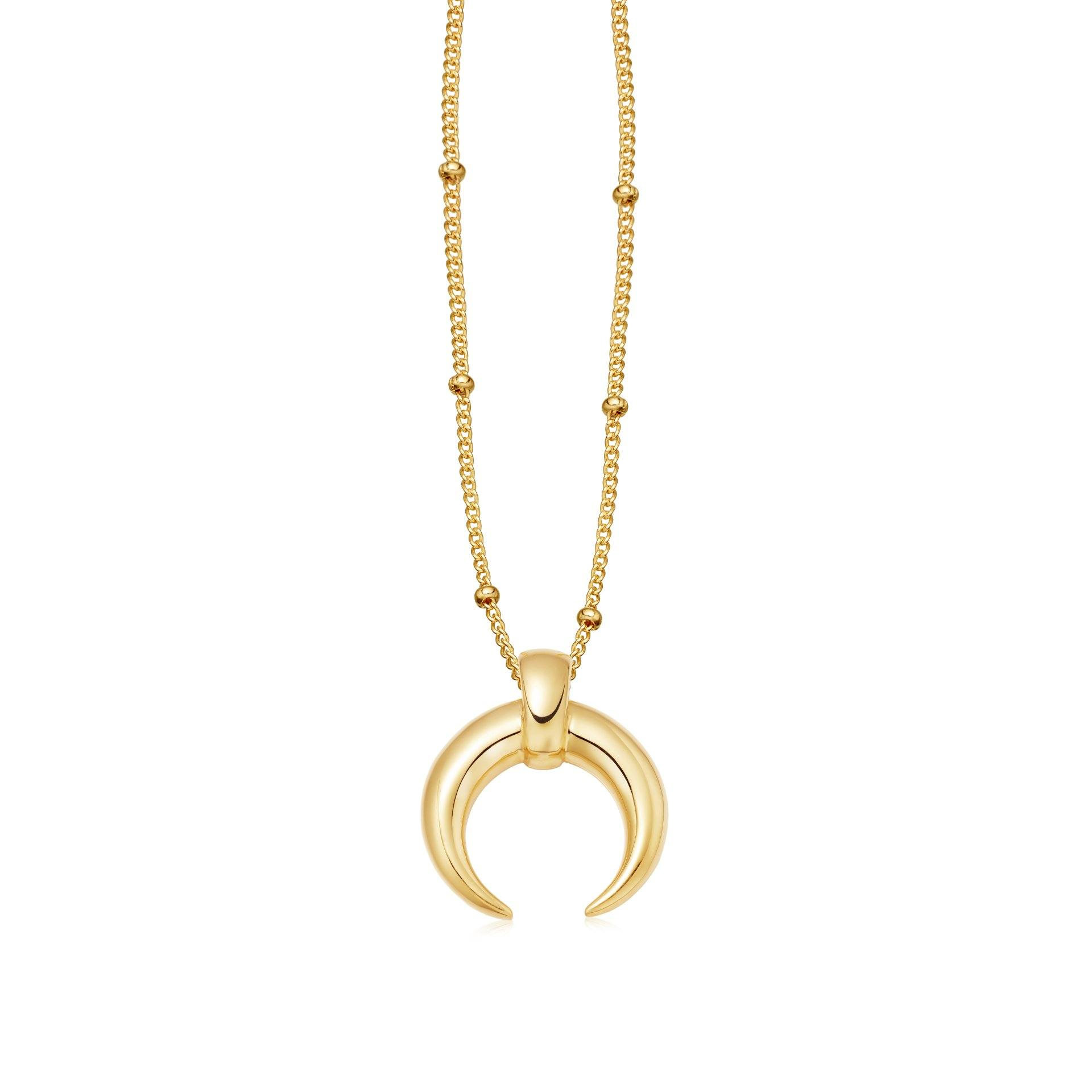 Groothandel OEM / ODM-juweliersware-ontwerp 18 sent goud-vermeil horing op ketting halssnoer Sterling Silwer juweliersware