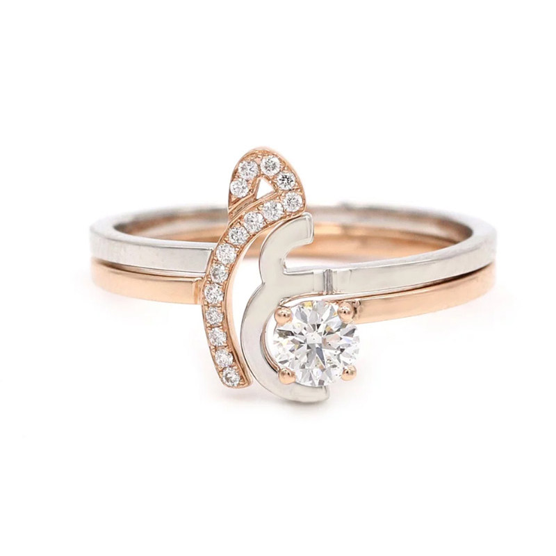 concevez vos propres bijoux en gros, bague CZ plaquée or rose OEM ODM 18 carats