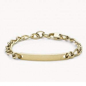 Logotipo grabable en pulsera chapada en oro de plata 925, mayorista de joyas