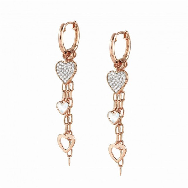 Pendientes largos de plata 925 hechos a medida para mujer, con corazones, tendencia ins personalizada, venta al por mayor