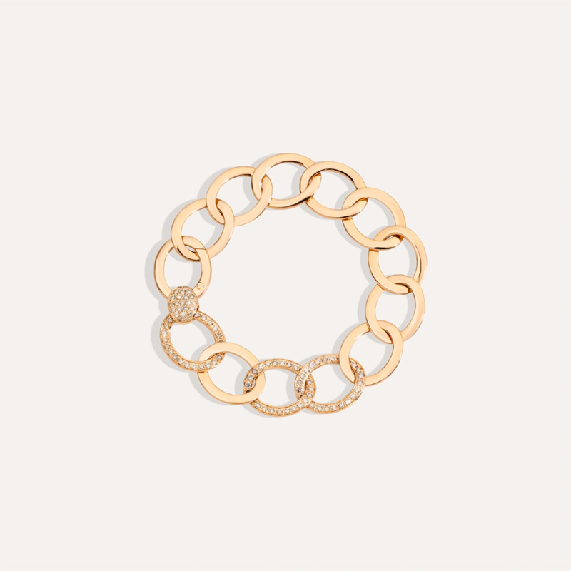 Pulseira fabricante cheia de ouro 3 elos ouro rosa 18kt