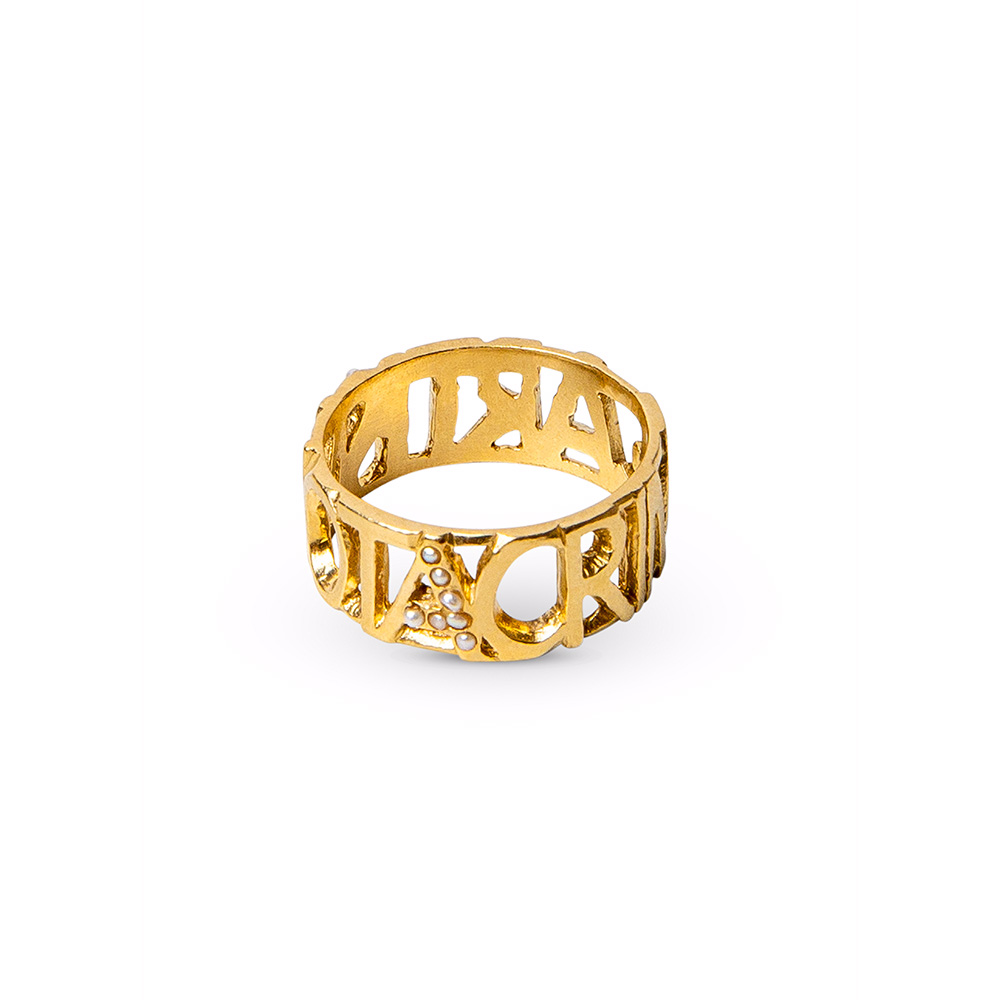 anello di perle in argento placcato oro Produttore OEM / ODM personalizzato in argento sterling inciso