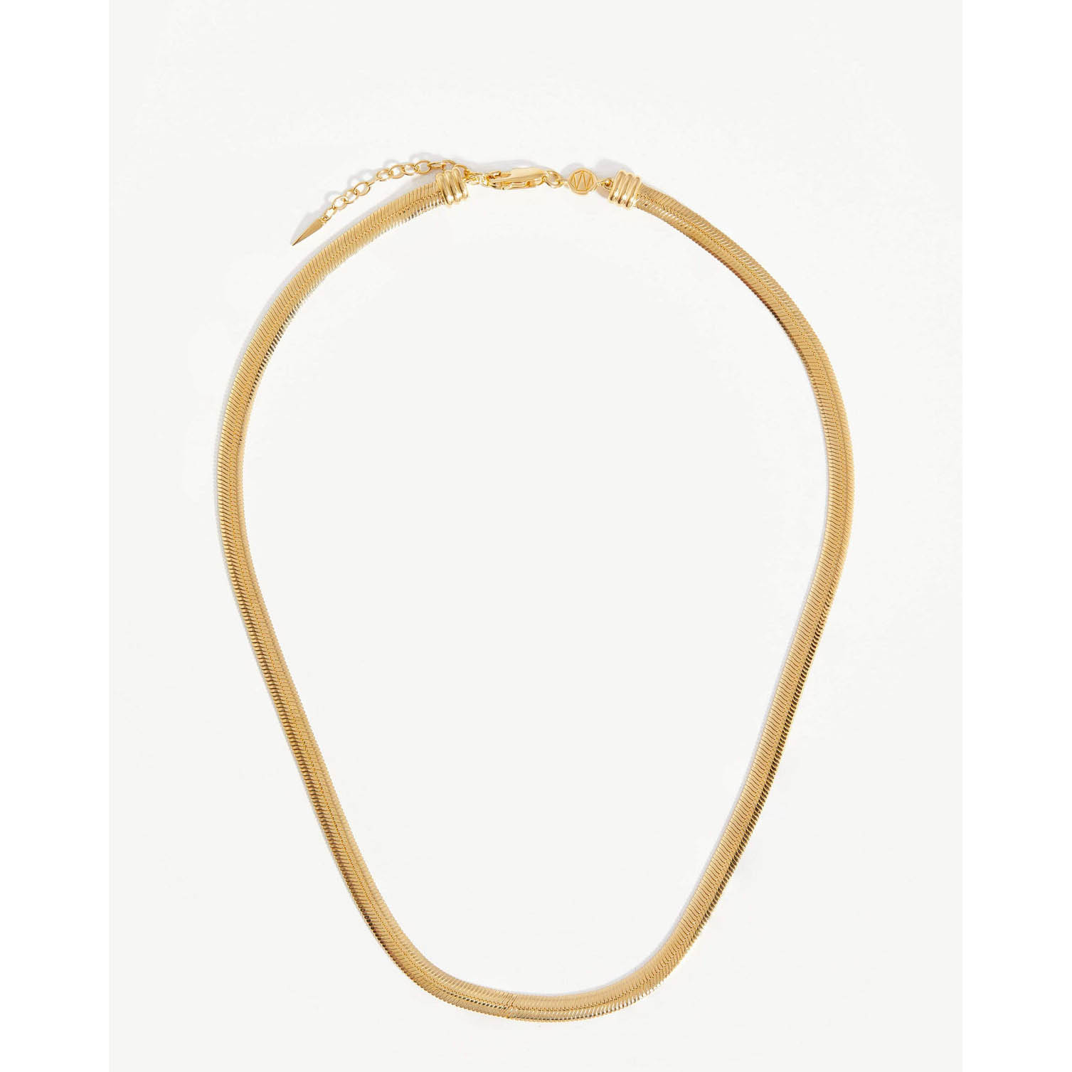 Großhändler für Gold-Vermeil-Ketten, maßgeschneiderte flache Schlangenketten-Halskette, 18 Karat vergoldetes Vermeil