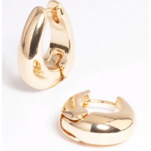 Proveedores de joyas de oro vermeil para aretes Huggie ovalados gruesos graduales chapados en oro hechos en plata o cobre