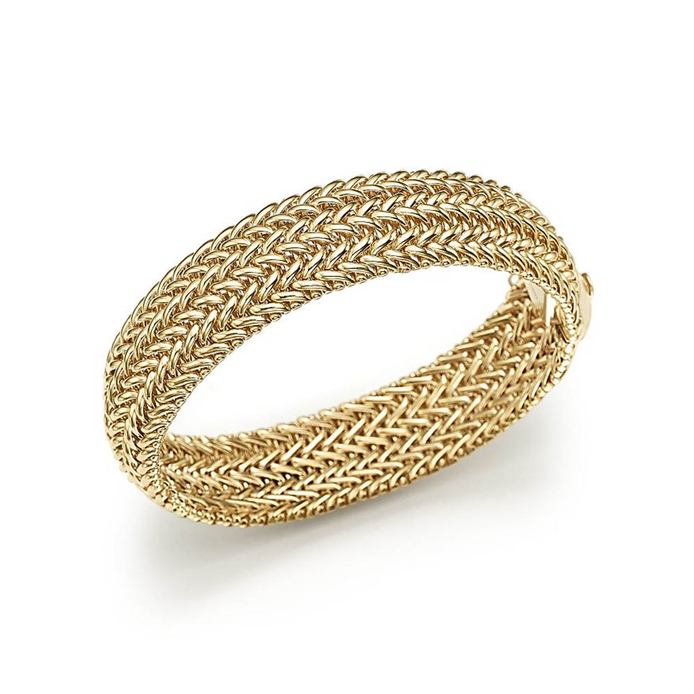 gold vermeil manufacturers custom made 14K Yellow Gold Vermeil 3-Row Link Bangle wholesale