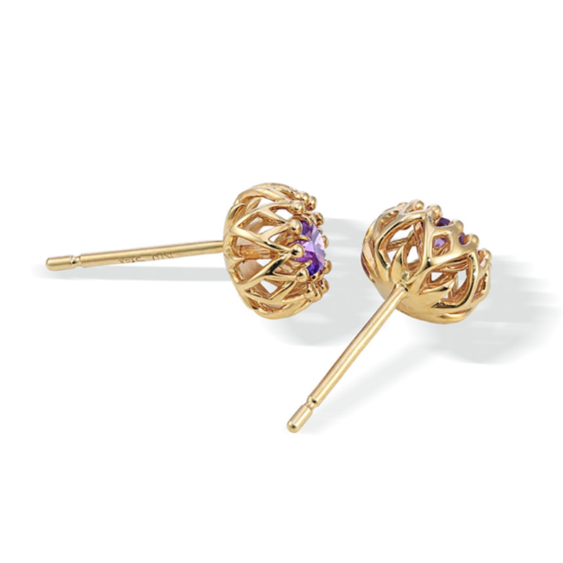 Mórdhíol 18K Gold Custom OEM Earrings Amethyst Earrings OEM Monaróirí Jewelry