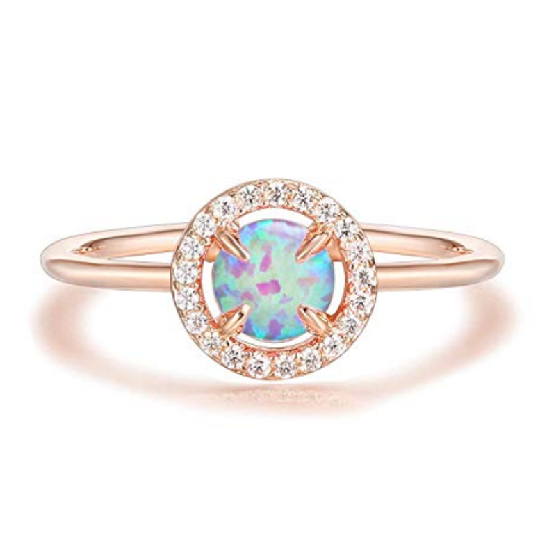 Groothandel 14K Rose Gold Vermeil Opal Cuff Ring 925 Silwer Juweliersware