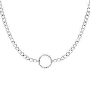 Link Chain Circle Necklace with Circle Pattern silver custom manufacture