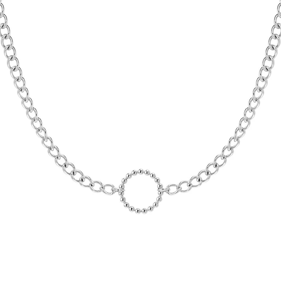 Link Chain Circle Necklace with Circle Pattern silver custom manufacture