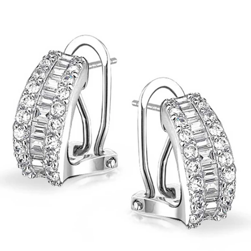 Groothandel 18K goue juweliersware pasgemaakte sterling silwer diamantoorring