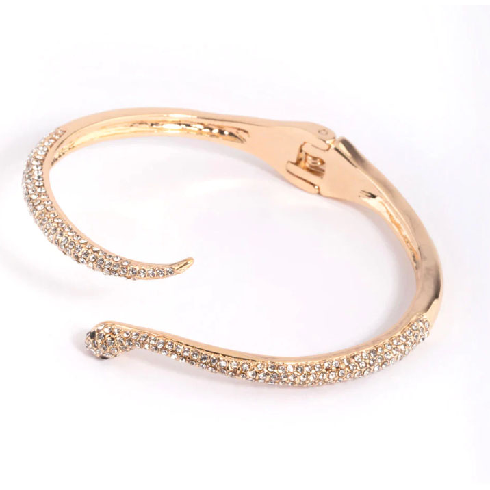 italian gold jewelry manufacturers custom wholesale Gold plateding CZ Snake Hinge Bracelet