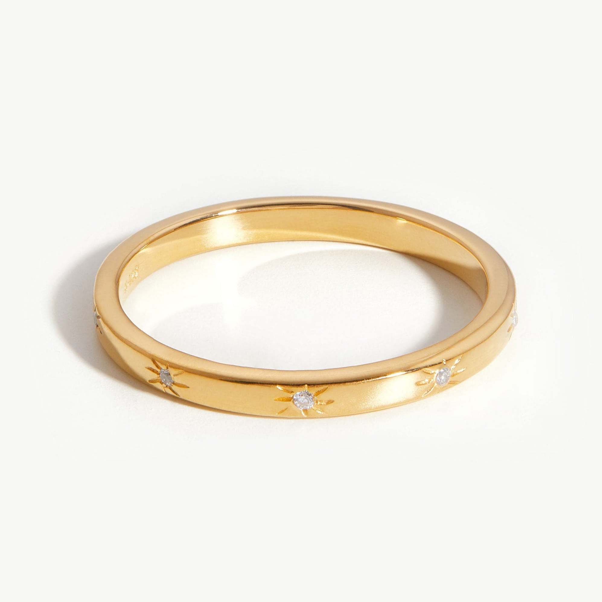 italian ring design jewelry wholesaler custom made  interstellar star studded ring in 18k gold plated