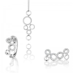 Empresa de marca de joias anel de prata de zircônia cúbica feito sob medida, pulseira, colar