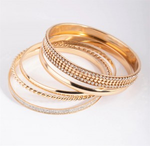 jewelry from thailand wholesale Gold Glitter and Diamante Bangle Pack