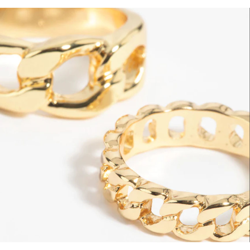 smycke tillverkare kanada costom gjort Guldfylld Chain Ring Stack Pack