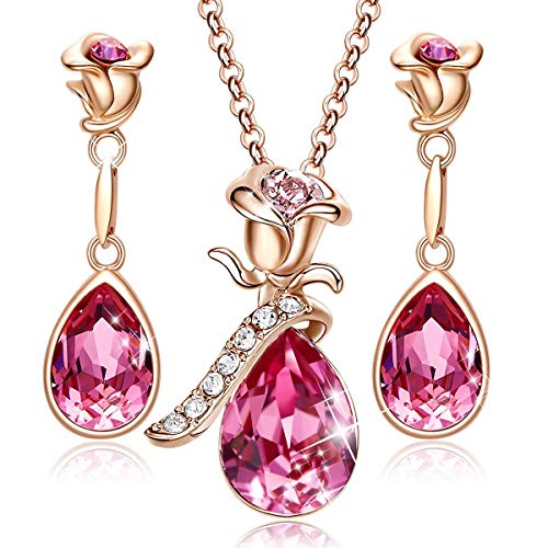 Engros 14 K Rose Gold Sterling Sølv Pink Topaz smykkesæt