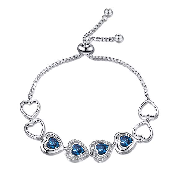 Wholesale Rhodium Plated Blue Sapphire Bracelet 925 Silver