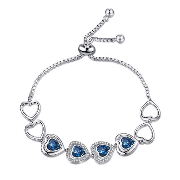 Grossist Rhodium Plated Blue Safir Armband 925 Silver