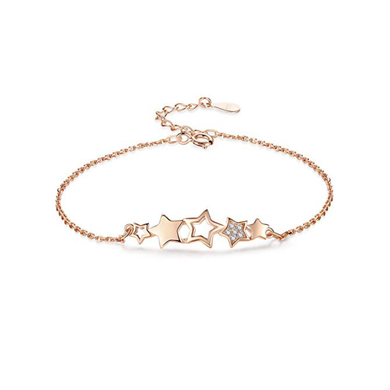 Bracciale all'ingrosso con stella di diamanti in argento sterling personalizzato con gioielli in oro 18 carati