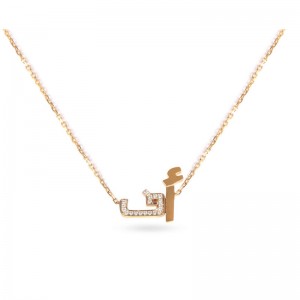 letter CZ pendant customized with your design, yellow gold vermeil silver necklace OEM manufacturer