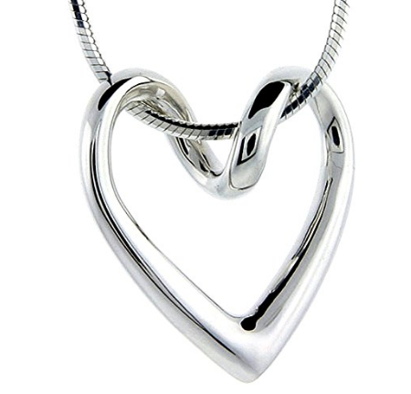 Ожерелье с плавающим сердечком из стерлингового серебра на заказ. Безупречное качество, ширина 3/4 x 3/4 дюйма.