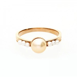 18 Karat Pink Gold/Fresh Water Pearl Ring OEM ODM Manufacturer