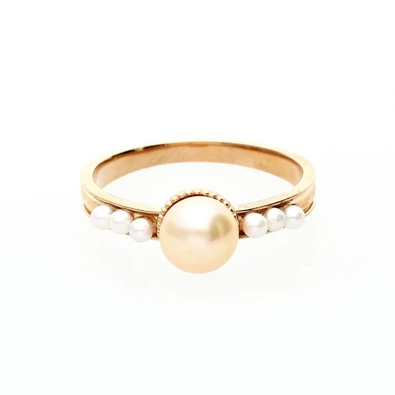 18 Karat Pink Gold/Fresh Water Pearl Ring OEM ODM Manufacturer