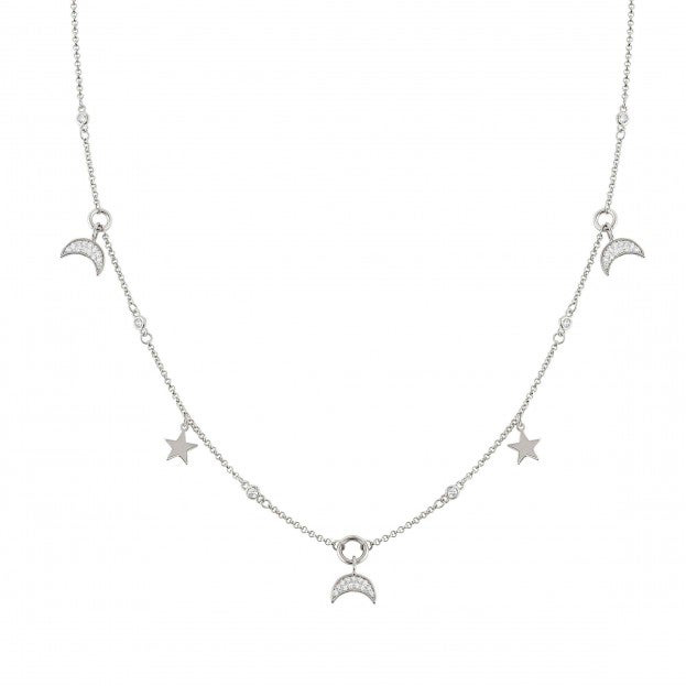 collar de ensueño con luna y estrellas proveedor de joyas de plata esterlina