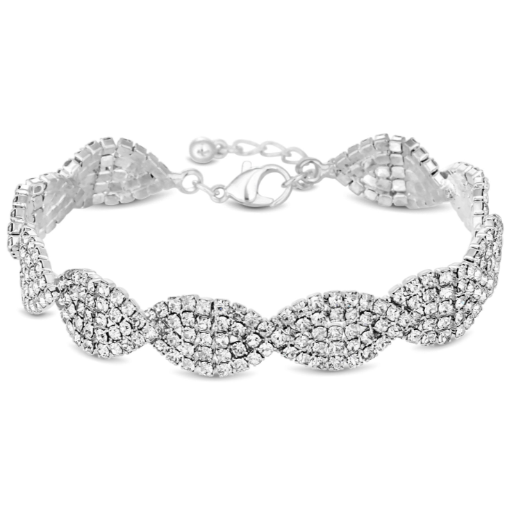 Fabricants de bijoux odm Inde Jon Richard Bracelet pétale de diamant en cristal clair plaqué argent