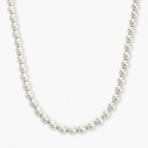 oem jewelry Pearl Rondelle Necklace_Silver supplier