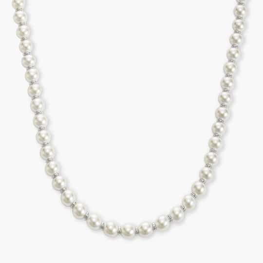 oem jewelry Pearl Rondelle Necklace_Silver supplier