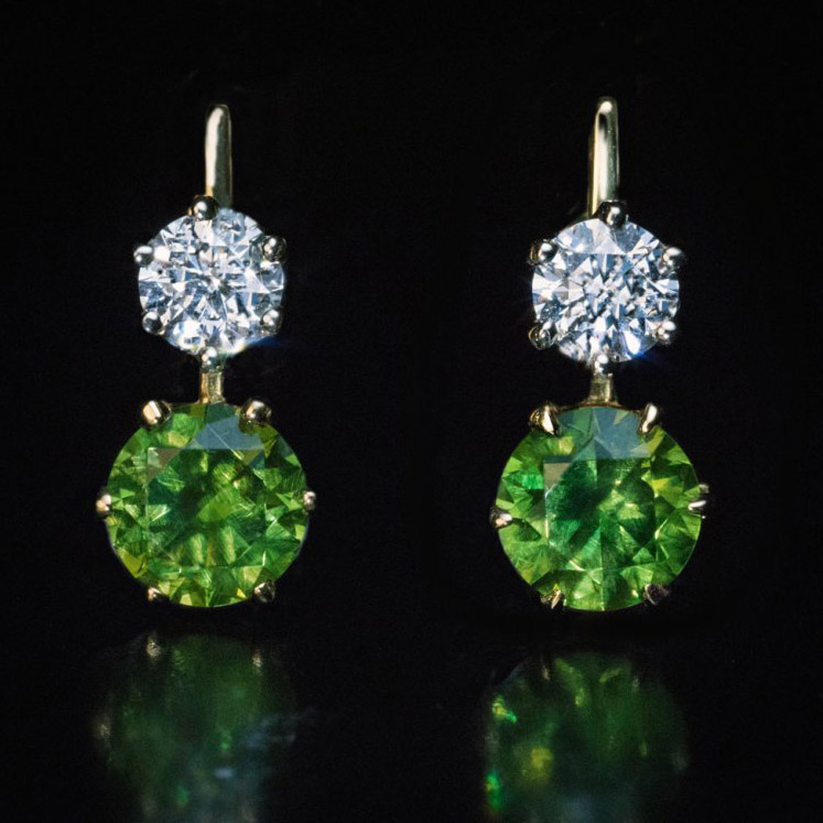 offer your ideas and designs custom Russian demantoid earrings